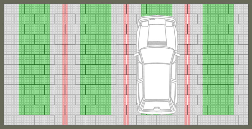 Parking gazon et pavés calepinage de dalles