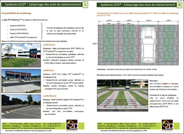 Calepinages des aires de stationnement avec la dalle TTE