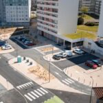 Vue aérienne (parking mis en circulation) - Quartier de la Verrerie - avril 2024