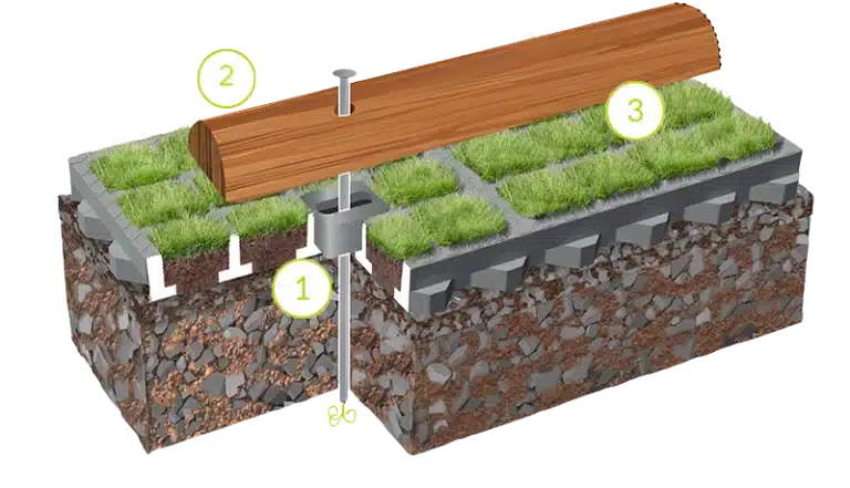 Coupe 3D Stop-roues bois PEFC classe IV