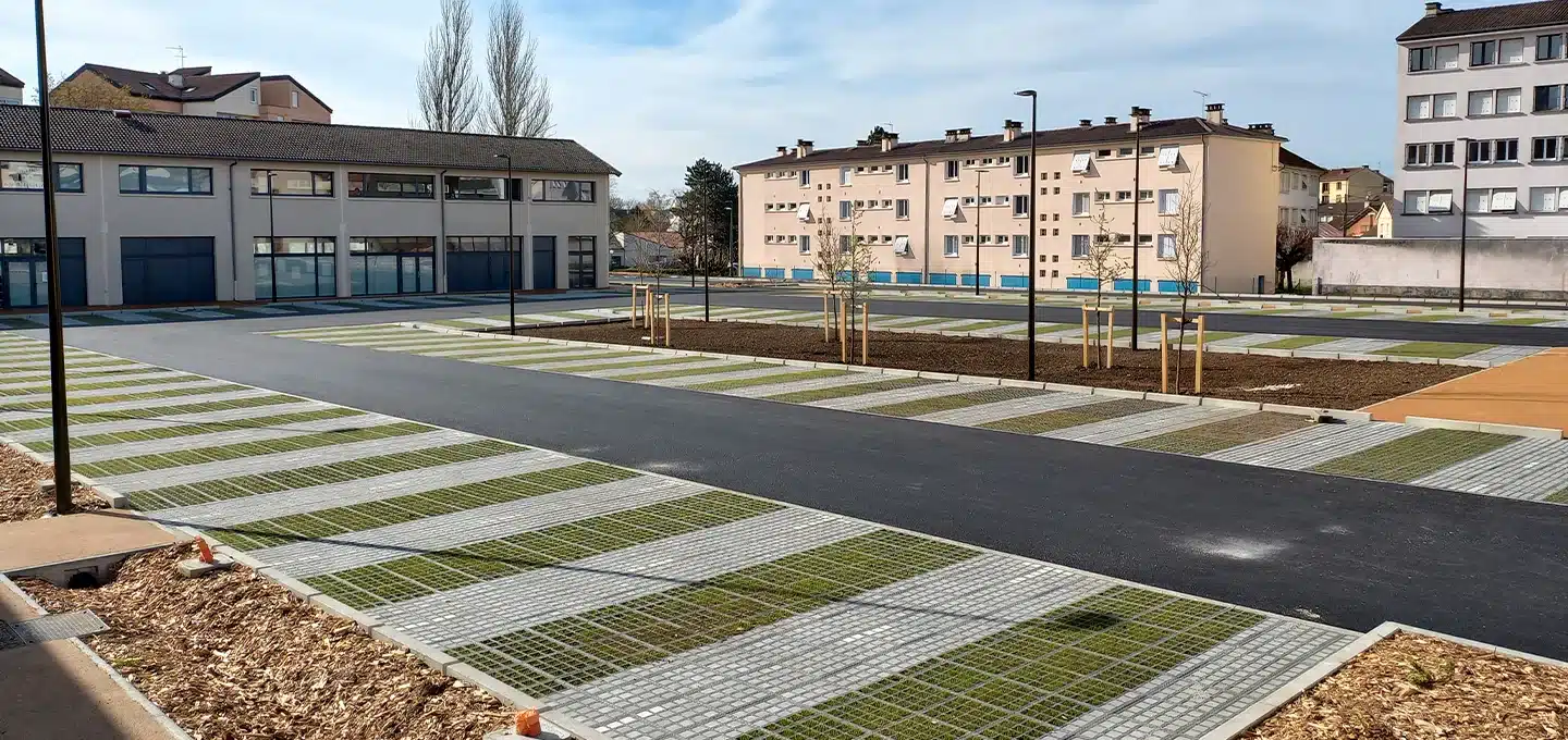 Aurillac - désimperméabilisation du parking avec solutions O2D