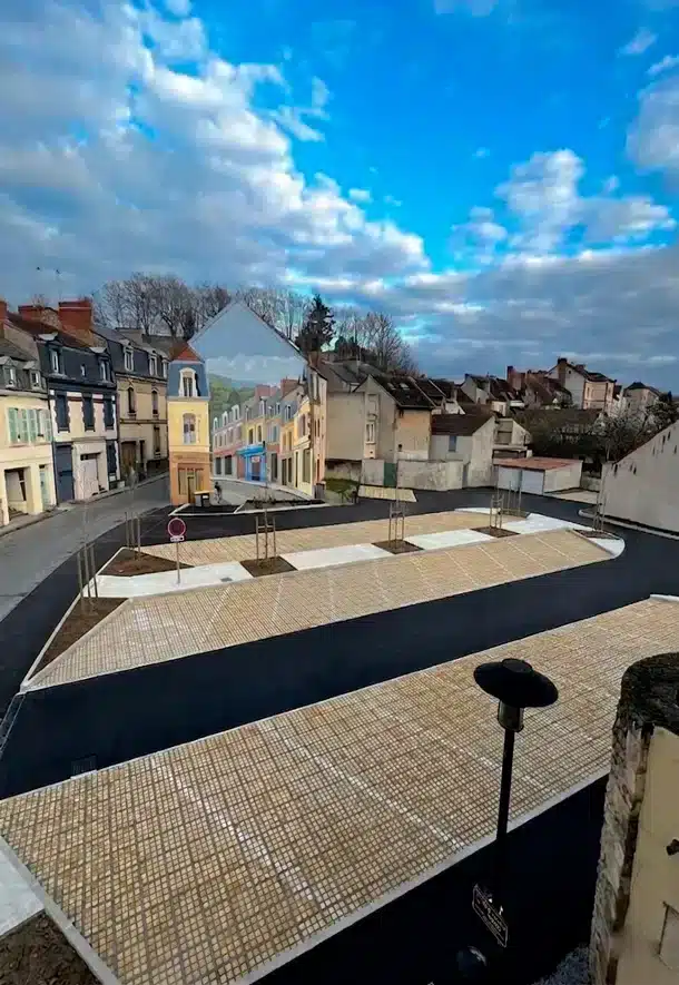 Parking Montluçon en pavé avec les dalles pavés parking O2D PAVÉ