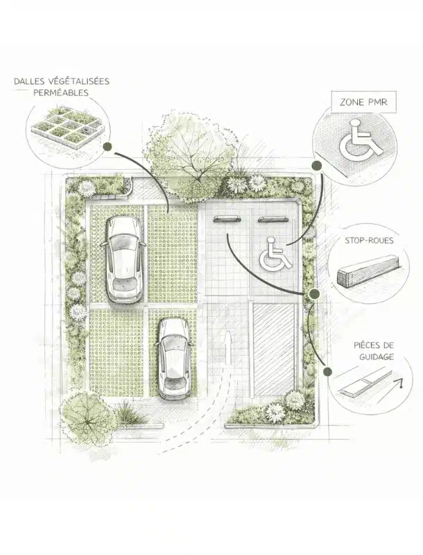 Revêtement parking perméable