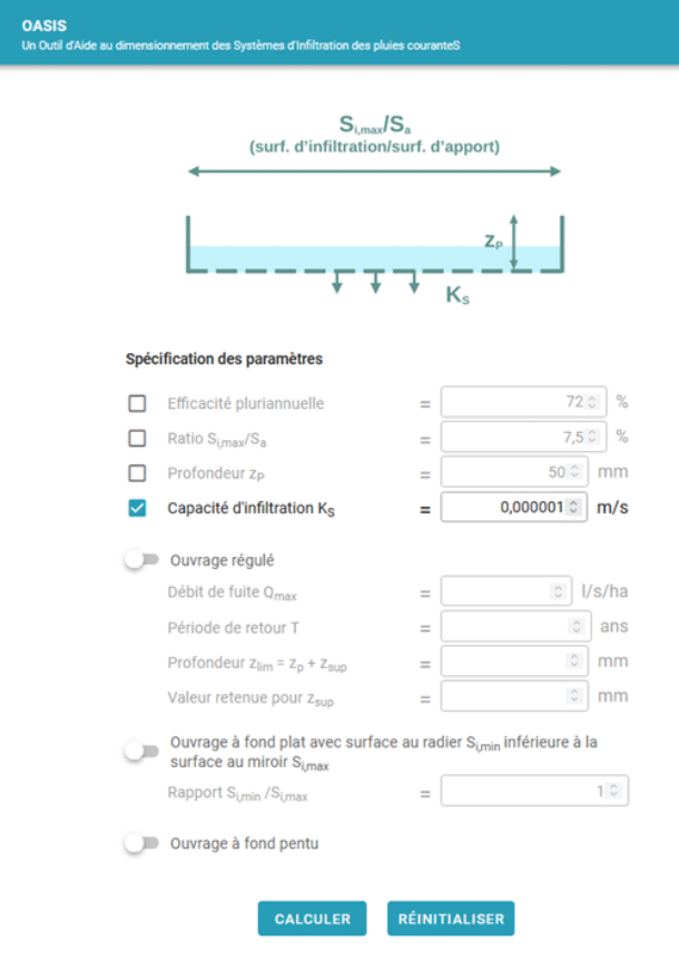 dimensionnement eaux pluviales outil oasis