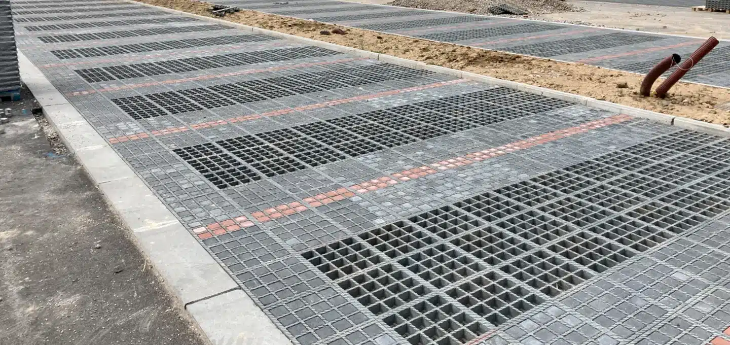 Travaux d'aménagement La louvière - pose des dalles O2D