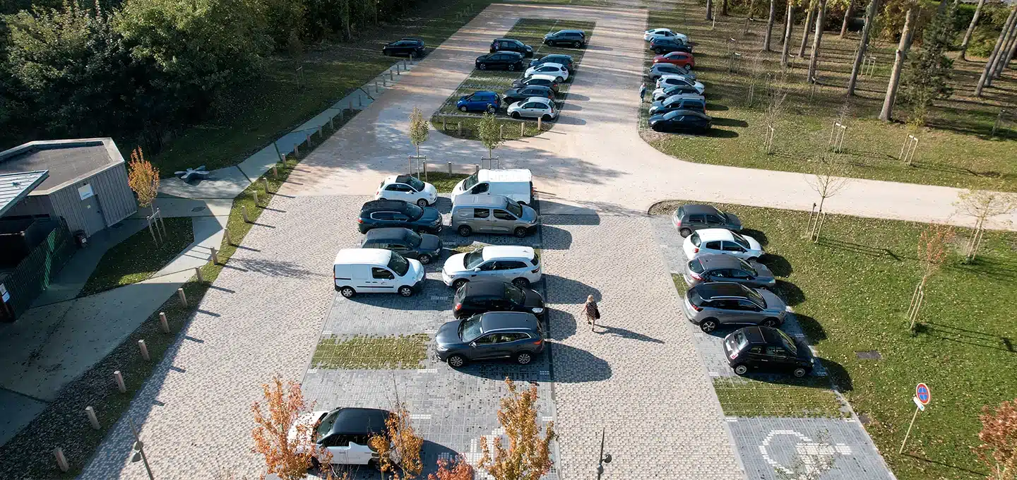 parking paysager remplissage gazon